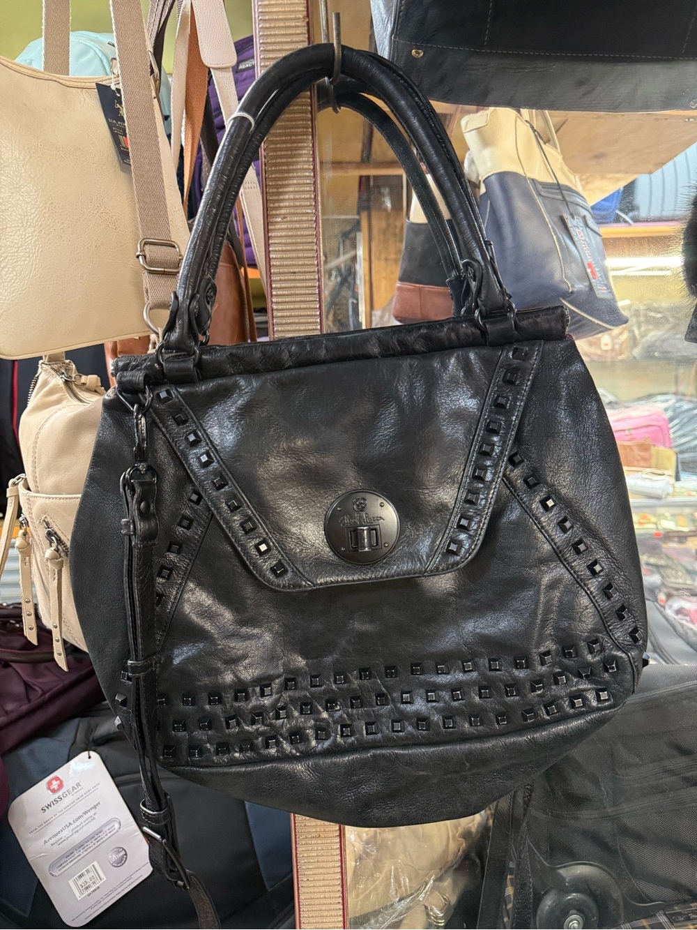 Vintage Elliot Lucca Black Studded Tote Bag - Women